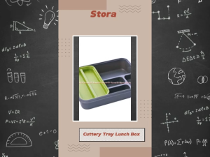 Stora Cuttery Tray Lunch Box Kotak Makan Dengan Nampan Tatakan Saji Hijau Praktis Mudah Dibersihkan