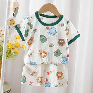 DUOLANMAO | Short Sleeve Sleepwear Set for Children Cotton Light Summer
