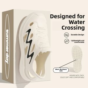 Hodo Summer 2025 Mens Slip-On Sandals Breathable Anti-Slip Comfortable EVA Home Slippers Outdoor Wearable Thong Shoes