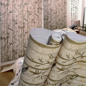 Retro Calligraphy Studio Japanese Style Decorative Bamboo Ink Painting Self Adhesive Wall Paper Waterproof Home Decoration