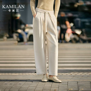 Kamilan High Waist Loose Straight Leg Elastic Waist Casual Pants Womens Autumn New Style Comfortable Loose Fit Trousers