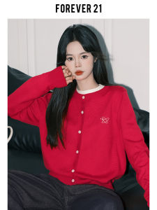 Áo Len Cardigan Dệt Kim Màu Đỏ Noel Forever 21 Cho Nữ Mùa Đông Mềm Mại Áo Khoác Ngoài Thêu Tinh Tế Áo Sơ Mi Thời Trang Thường Ngày