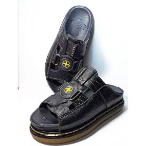 Dép Nam quai ngang Doctor Dr.Martens da bò cao cấp hàng VNSX - Đế Lót Da Bò - Mã D38