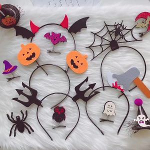 [Choo Choo Toy] Halloween Hair Clips Pumpkin Ghost Cat Spider Bat Classic Patterns Hairpins 万圣节发夹 Klip Rambut - HW12