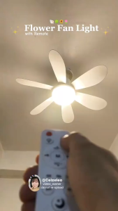 42CM 30W Ceiling Fan with Light E27 3 color 6 Blades With Remote Control Smart Time Detachable Blade