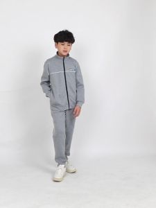 Bộ đồ thể thao thu đông cho bé trai Bigfox Miss Meow size đại màu xanh than và tàn cho trẻ em 7-15 tuổi 30kg 50kg