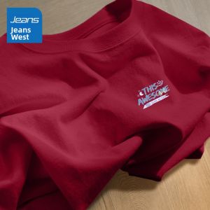Jeanswest | Áo Thun Nữ Form Rộng 100% Cotton Trắng Thiết Kế Cổ Điển Dành Cho Sinh Viên Bộ Sưu Tập Xuân 2026 Áo Phông Thoải Mái Dáng Thường Ngày