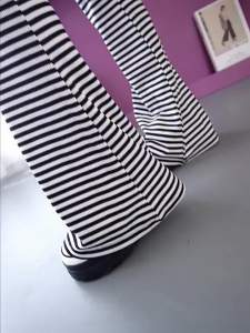 High-waist Bell-bottom Striped Slimming Pants