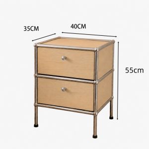 ALEDAN | Bàn Đêm Phong Cách Cổ Điển Thép Không Gỉ & Gỗ Bạch Dương