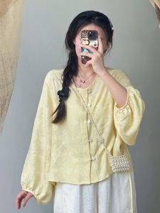 YUFUQING | French Elegant Yellow Round Neck Long Sleeve Shirt Womens Loose Casual Style Early Autumn New Arrival Fashionable Top