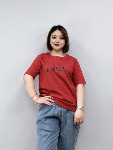 plus Size Womens Short Sleeve T-Shirt Casual round Neck Printed Slimming Loose Fit Summer New Style Comfortable Cotton Blend