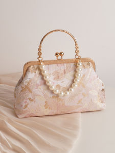Retro Style Handbag for Women Suitable for Cheongsam Ancient Chinese Costume Small Square Bag Metal Chain Shoulder Handle