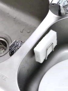 Self Adhesive 304 Stainless Steel Sponge Holder ANTI RUST Sink Rack Kitchen Bathroom Rak Span 水槽架