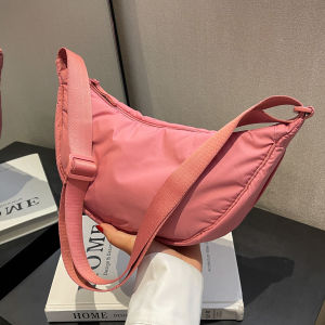 New Simple Waterproof Crossbody Bag for Women Portable Armpit Bag Large Capacity Casual Shoulder Bag Mens Light Travel Canvas Bag Shopping and Hiking