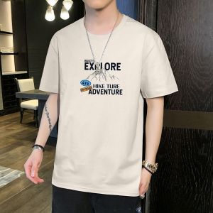 ROMON | Lormen Mens Pure Cotton Short Sleeve T-shirt Summer Thin Ice Silk Breathable Round Neck Chinese Style Casual Half Sleeve Top