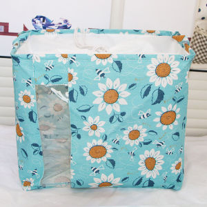 Large Cotton Linen Drawstring Fabric Storage Box Foldable Organizer Box for Clothes Underbed Dormitory Wardrobe Storage Bin