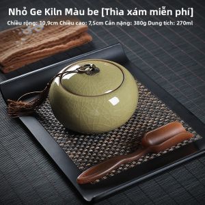Hộp Đựng Trà Bằng Gốm Sứ Tráng Men Xanh Có Vòng Đồng Lớn Hộp Đựng Trà Pha Trộn Trà Xanh Puer Trà Longjing Hộp Đựng Đồ Lưu Trữ Kiểu Trung Quốc