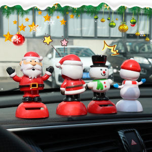 Christmas Solar Swing Ornaments Santa Claus Snowman Automatic Swing Car Center Console Decoration