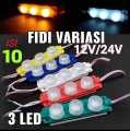 (PROMO.10pcs)LAMPU MODUL LED 3 MATA BESAR 3.WATT DC, 12 VOLT 24 VOLT. 