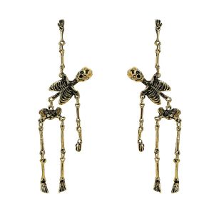1 pair Halloween Skull Earrings Party Horror Funny Skull Skeleton Earrings Silver Bronze Color Holiday Gift