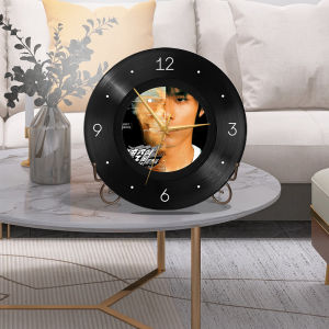 Jay Chou Music Album Vinyl Record Home Living Room Silent Wall Clock Retro Nostalgic Restaurant Clock Art round Shape Battery Powered