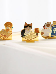 Laid Back Cat Japanese Style Reading Bookmark Hollow out Metal Bookmarks Cute Animal Creative Gift Student Reading Notes Page Clamp