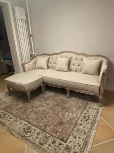 American Country Style Fabric Sofa Real Wood European Single Double Small Household Living Room Furniture French Retro Countryside Luxury