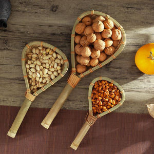 Handcrafted Bamboo Colander Spoon 25cm / 33cm/40cm Natural Bamboo Mesh Sieve with Long Handle Food Skimmer Strainer Kitchen Cooking Supplies