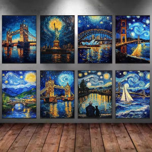 Jigsaw Puzzle Van Gogh Style Sydney Opera House Starry Night Abstract Art For Adults Great Family Fun Relaxing Brain Teaser Gift