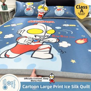 AIYUN | Cool Feeling Silk Bedsheet Set Cartoon Design Air Conditioner Room Water Washable 3 pieces