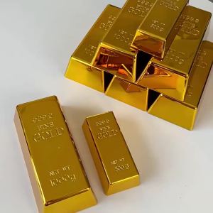 1PC Fake Gold Bar Toy Creative Golden Brick Simulation Hollow Gold Bullion Movie Prop Novelty Joke Gift Decorative Prop For Part