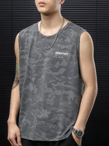 Summer Thin New 2025 Sleeveless T-Shirt Quick Dry Ice Silk Vest Men Loose Casual Ins Shoulder Sport Large Size Sweat Vest