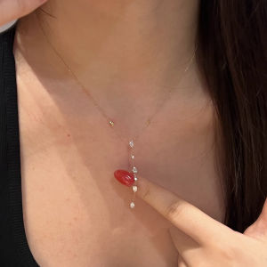 Ultra-Thin Long Drip Pendant Necklace Womens Fashion Jewelry Fresh out Luxury Bobblebone Clavicle Chain Alloy/Plated/Golden