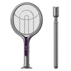 NEW USB Electric Fly Swatter Extendable Mosquito Swatter with Rotating Head 2 in 1 Mosquito Trap Light for Camping Home Garden