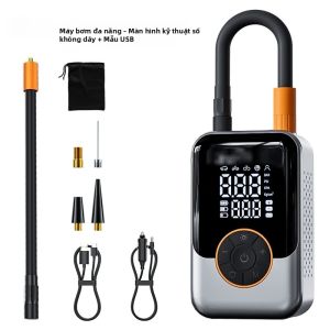 SUITU | Máy Bơm Hơi Điện Không Dây Di Động Bơm Lốp Xe Hơi Xe Máy Bóng Có Màn Hình LCD