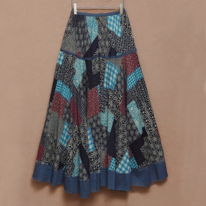 Casual Cotton Linen Skirt Womens Spring Summer Floral Print Travel Square Dance Long A-Line Skirt Ethnic Style Loose Fit