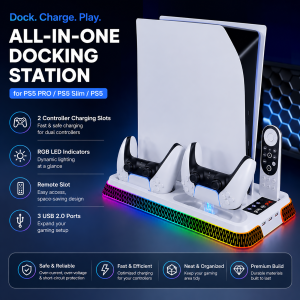 Ipega | The All-in-One Cooling Stand Base PS5/PS5 Slim/ Model with RGB Lighting Effects Storage Function and Controller Accessories