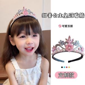 Princess Elsa Birthday Crown Girls Headband Sparkling Diamond Childrens Accessories Kurokos Girls Hair Decorations