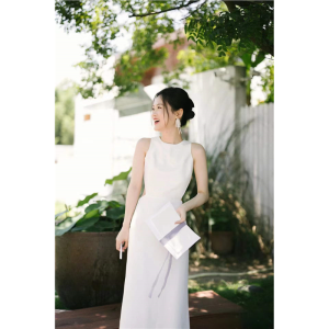 Elegant Simple Backless Slimming Evening Dress Morning Robe Wedding Dress Travel Photography Thinming Womens Fashion Dress