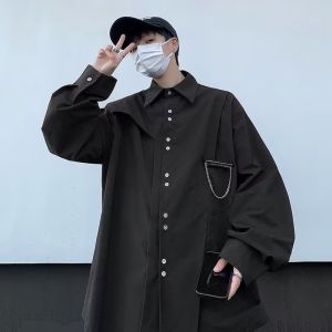 White Niche Design Deconstruct Long Sleeves Shirt Mens Fancy Handsome Hairstylist Fashion Brand Mens Clothing Shirt Coat