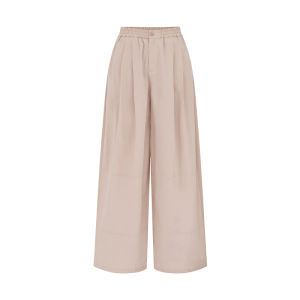 Elastic Waistline Divided Design Loose High Waist Slim Wide Leg Leisure Pants