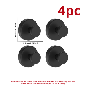 Shower Suction Cup Hook Bathroom Non Diamond Towel and Robe Hook Glass Door Mirror and Tile 2-Piece Set Matte Black