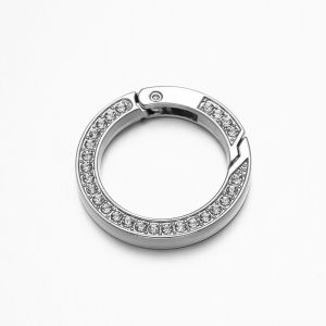 5pcs Metal O Rings Round Openable Carabiner Rhinestone Spring Buckle Keychain DIY Keyring Bag Car Key Chain Jewelry Accessories