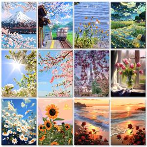 GATYZTORY 40x50cm Painting By Numbers For Adults: Handpainted Flowers Artwork Set