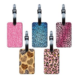 Leopard Print Luggage Tag Colorful Luggage Tag Label for Travel Women Funny Backpack Suitcase Tag Name ID Identifier Durable