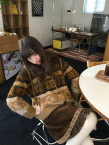 NIHAOKANONG | Áo Sweater Knit Đầy Đặn Phong Cách Retro