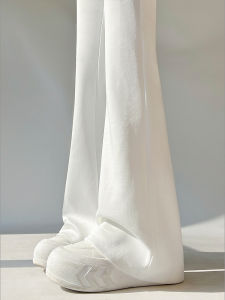 American Style High Waist Bell Bottom Pants Womens White Drapey Slimming Sporty Sweatpants Floor Length Trousers