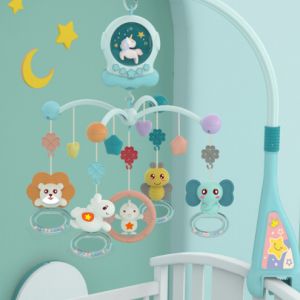 Unicorn Baby Bed Bell Rattles Music Light Crib Mobiles Rotating Mobiles