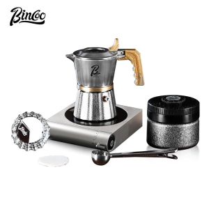 BINCOO Three-Valve Moka Pot 316 Stainless Steel Home Coffee Maker Compact Italian Espresso Maker 2Cups