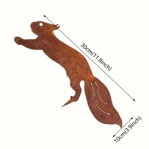 1pc Creative Tree Insert Rusty Squirrel Silhouette Metal Decoration Tree Stakes Branch Insert Decoration Iron Art Silhouette